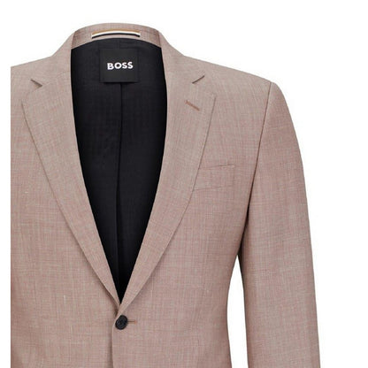 Pink - Side - Boss Mens Patterned Single-Breasted Blazer