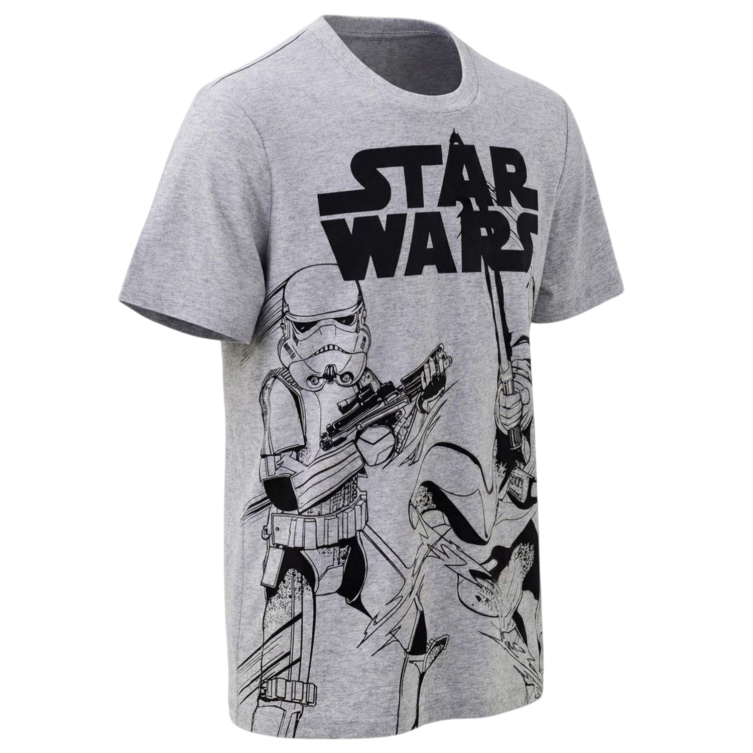 Grey - Side - Star Wars Mens Logo Short-Sleeved T-Shirt