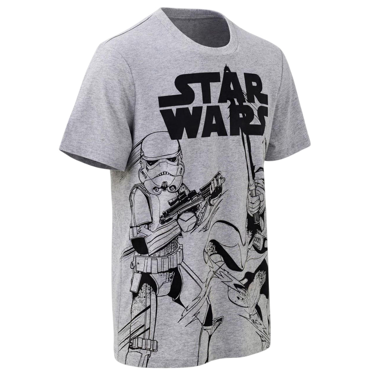 Grey - Side - Star Wars Mens Logo Short-Sleeved T-Shirt