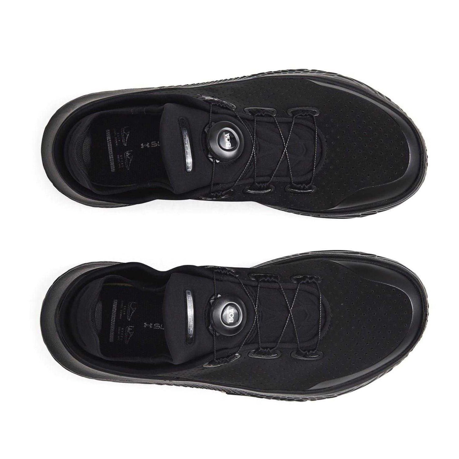 Black - Side - Under Armour Mens Performance Leather BOA Lacing System Shoes