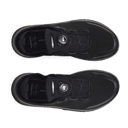 Black - Side - Under Armour Mens Performance Leather BOA Lacing System Shoes