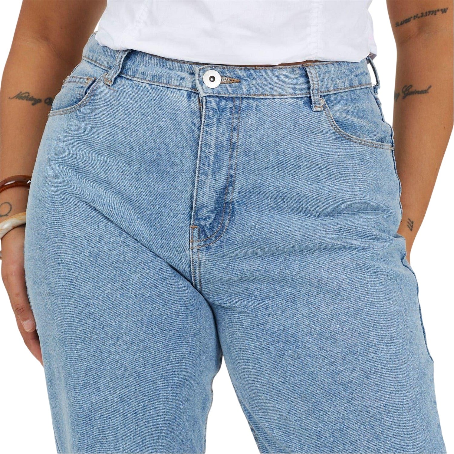 Mid Blue - Side - Brave Soul Womens-Ladies Denim Mid Rise Straight Leg Jeans