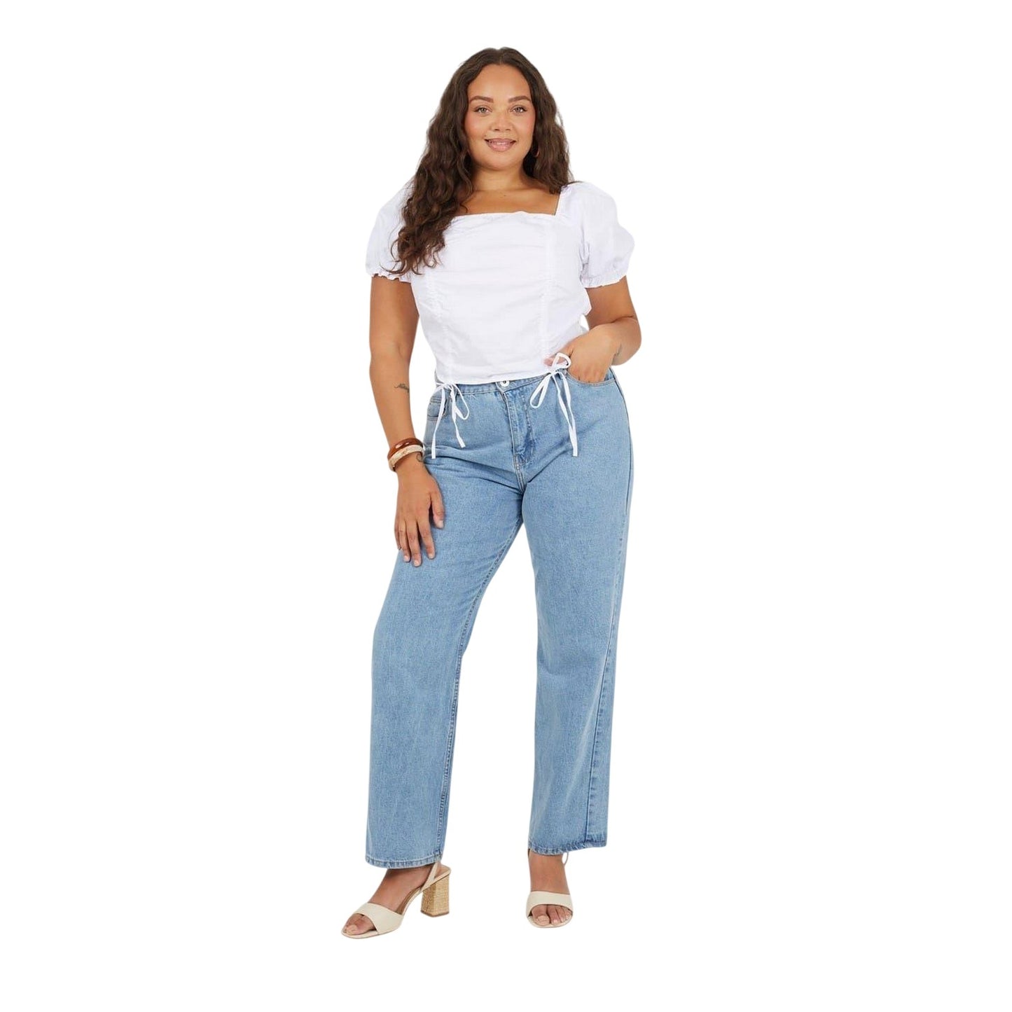 Mid Blue - Lifestyle - Brave Soul Womens-Ladies Denim Mid Rise Straight Leg Jeans