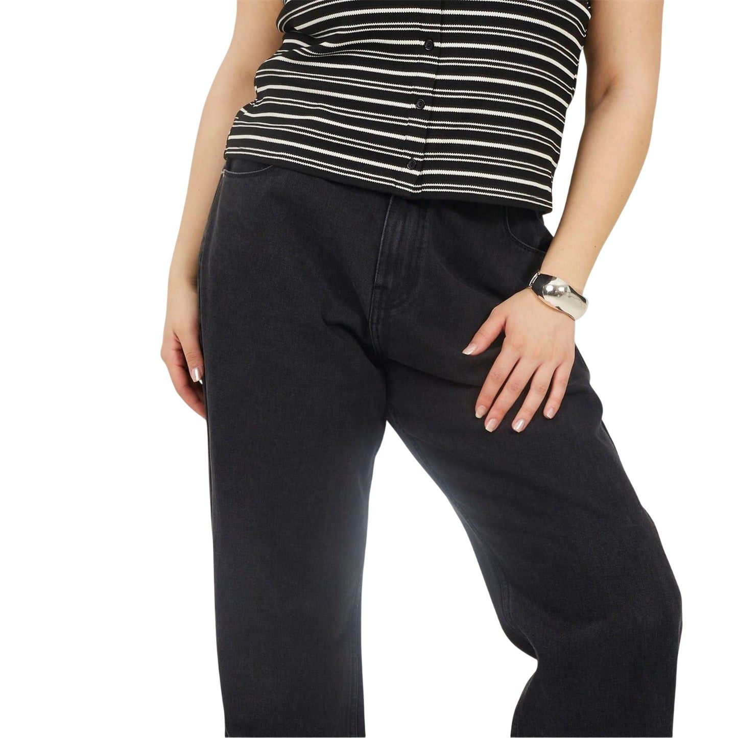 Washed Black - Side - Brave Soul Womens-Ladies Denim Mid Rise Straight Leg Jeans