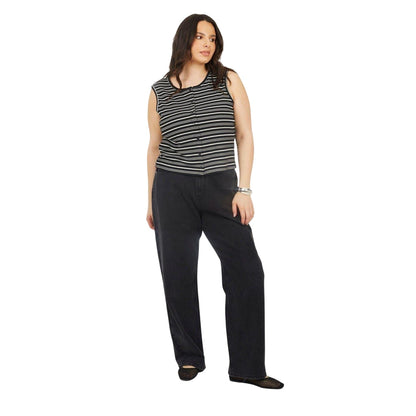 Washed Black - Lifestyle - Brave Soul Womens-Ladies Denim Mid Rise Straight Leg Jeans