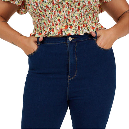 Mid Blue - Side - Brave Soul Womens-Ladies High Rise Skinny Jeans