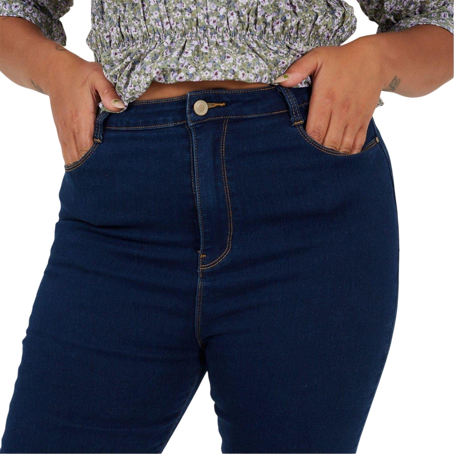 Light Blue - Side - Brave Soul Womens-Ladies High Rise Skinny Jeans
