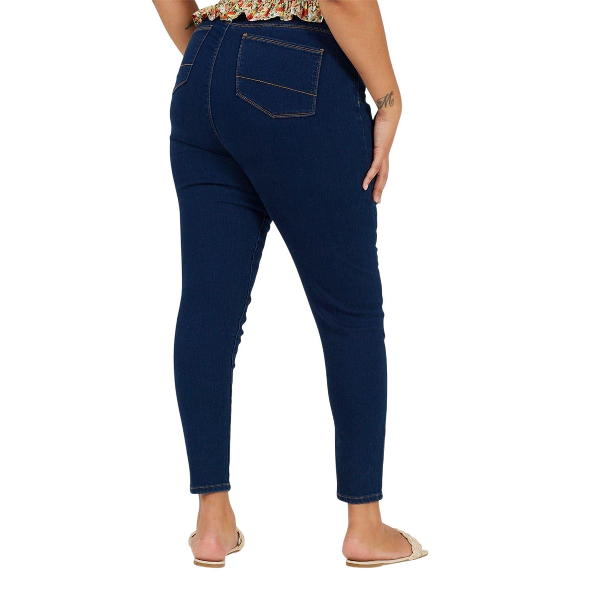 Mid Blue - Back - Brave Soul Womens-Ladies High Rise Skinny Jeans