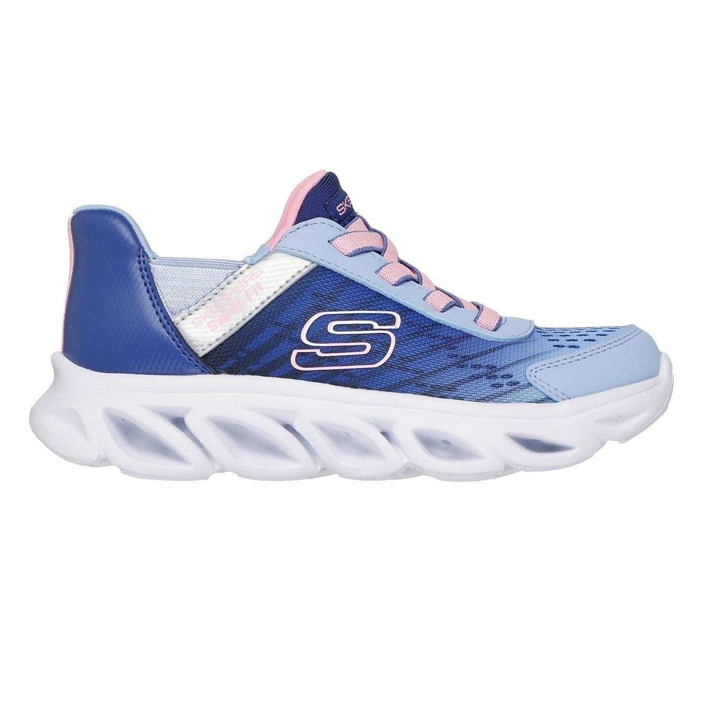 Navy - Side - Skechers Childrens-Kids Flex Glide Trainers