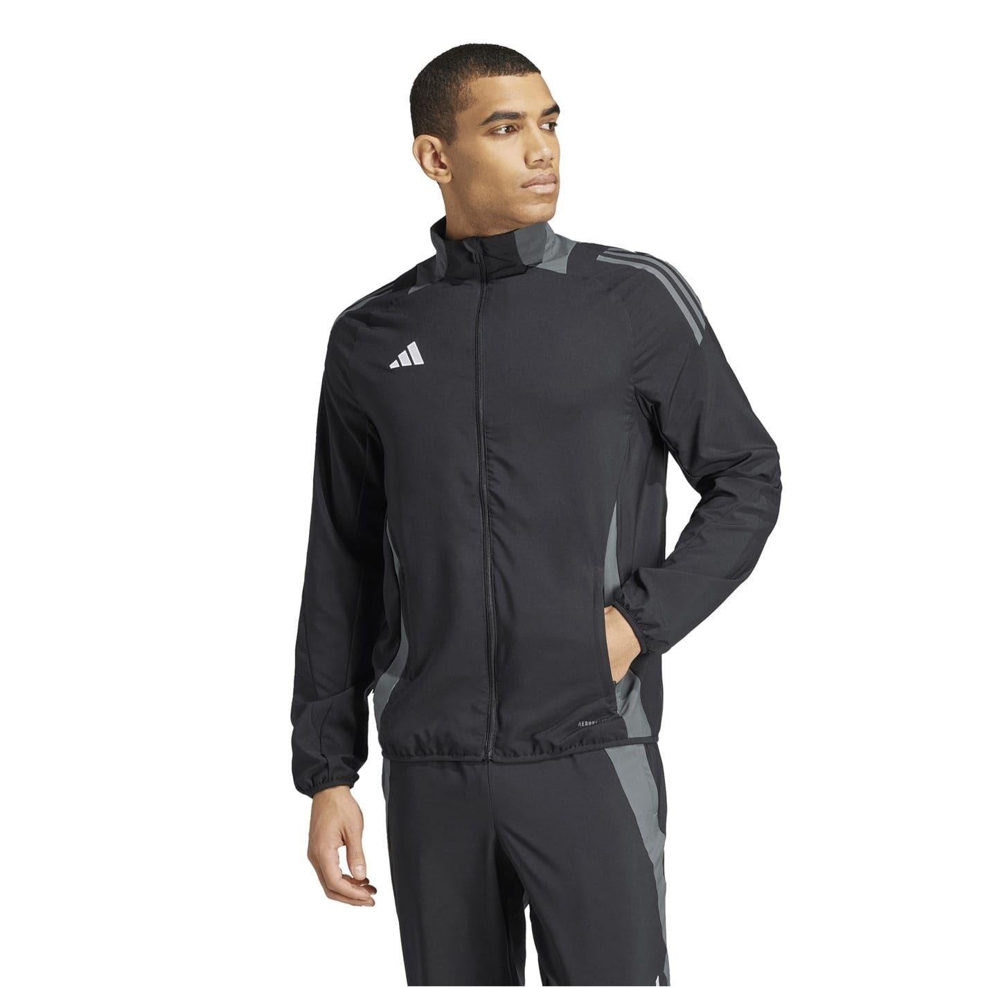 Black-Dark Grey - Pack Shot - Adidas Mens Trio 24 Track Jacket