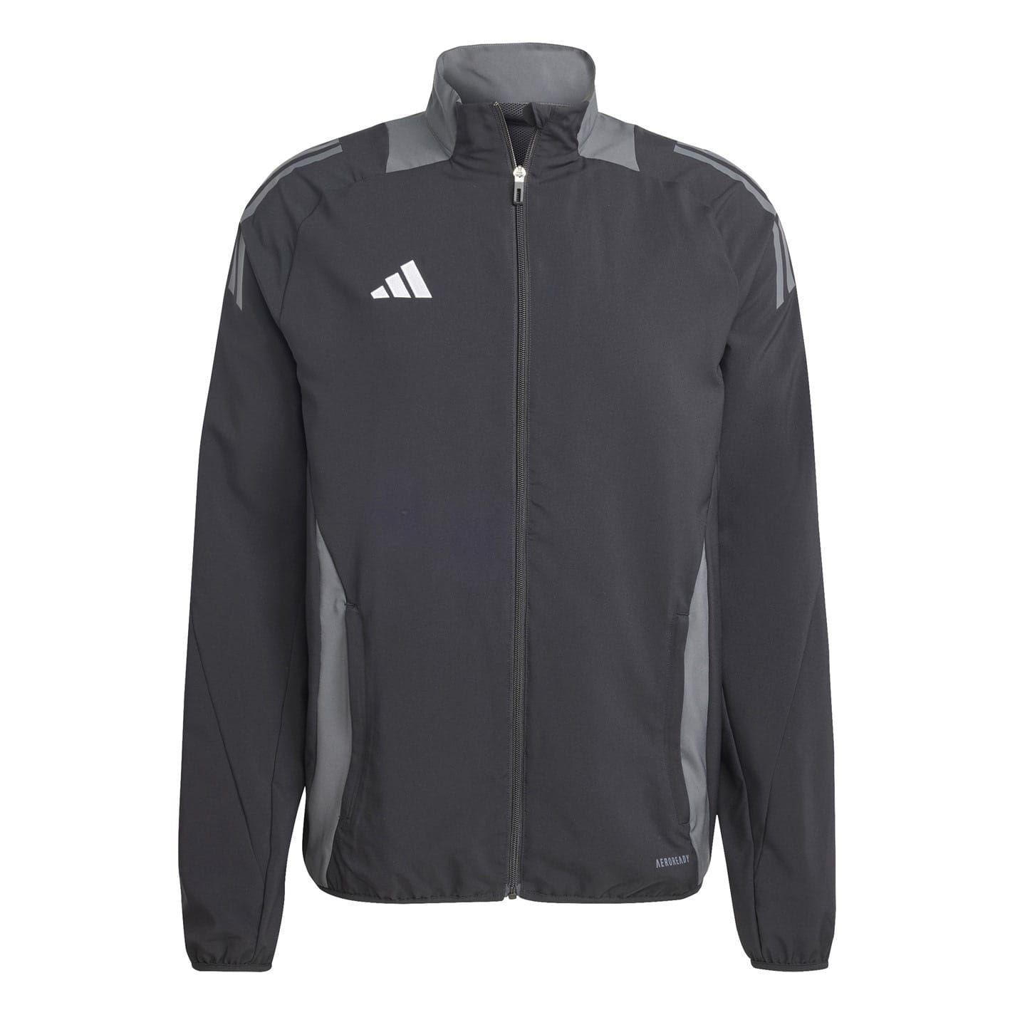 Black-Dark Grey - Front - Adidas Mens Trio 24 Track Jacket