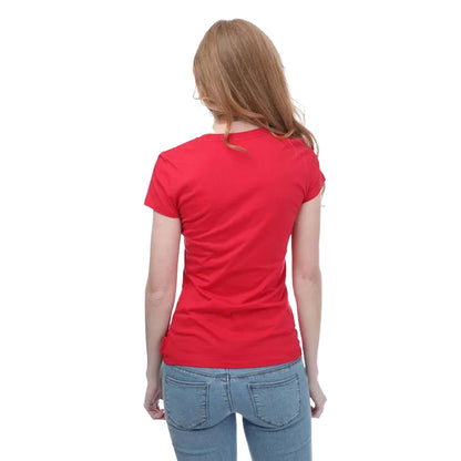 Red - Back - Armani Womens-Ladies Cotton Slim T-Shirt