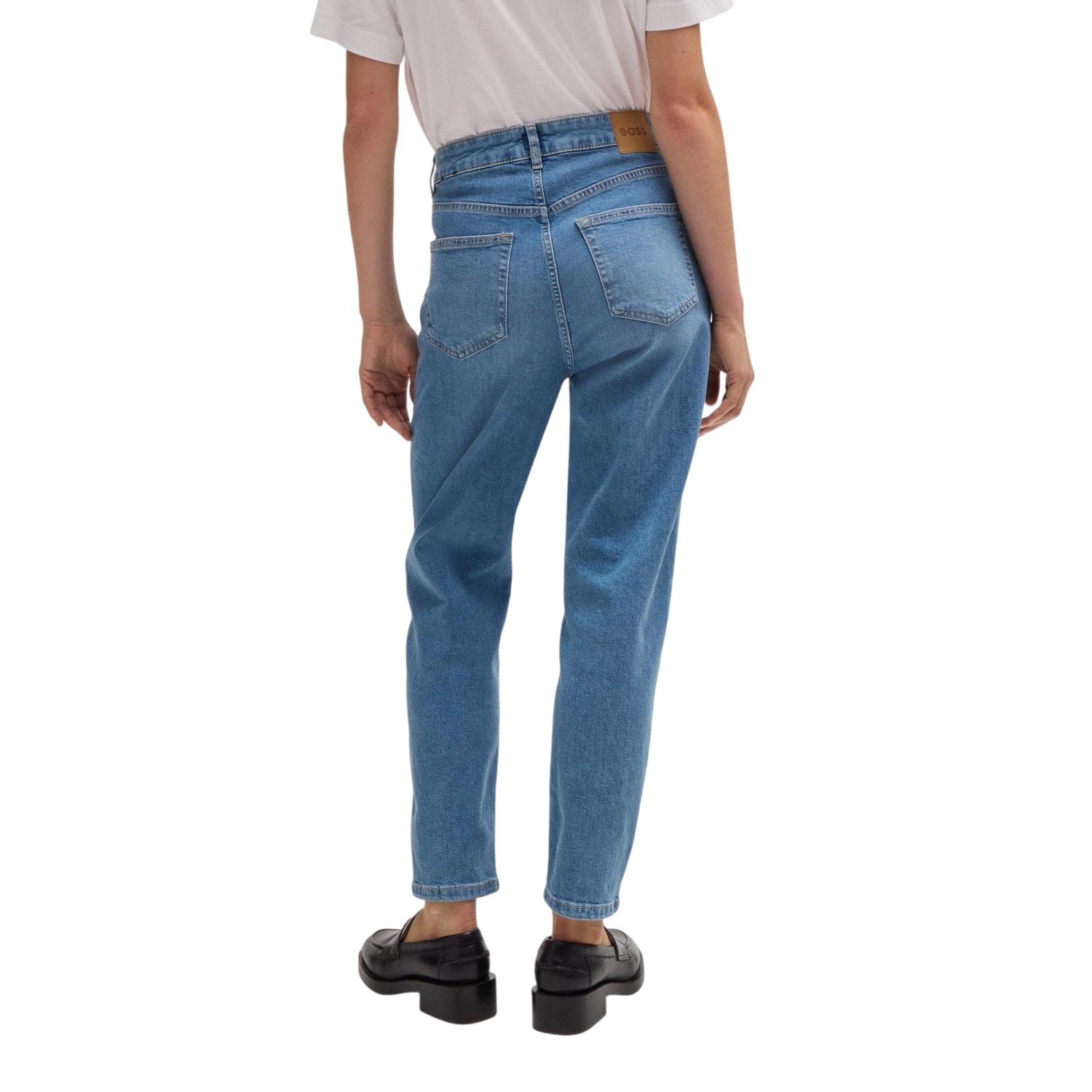Bright Blue - Back - Boss Womens-Ladies Ruth Denim 5 Pockets Slim Jeans