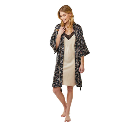 Black - Lifestyle - CCDK Copenhagen Womens-Ladies Jean Leaf Print Kimono