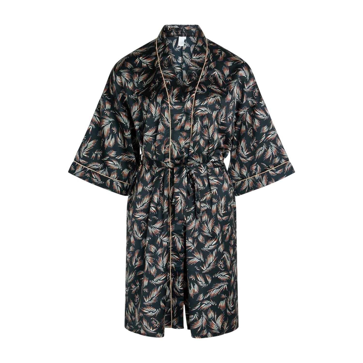 Black - Front - CCDK Copenhagen Womens-Ladies Jean Leaf Print Kimono