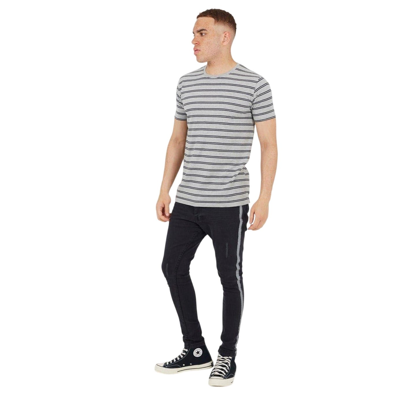 Charcoal - Lifestyle - Brave Soul Mens Denim Button Fly Skinny Jeans