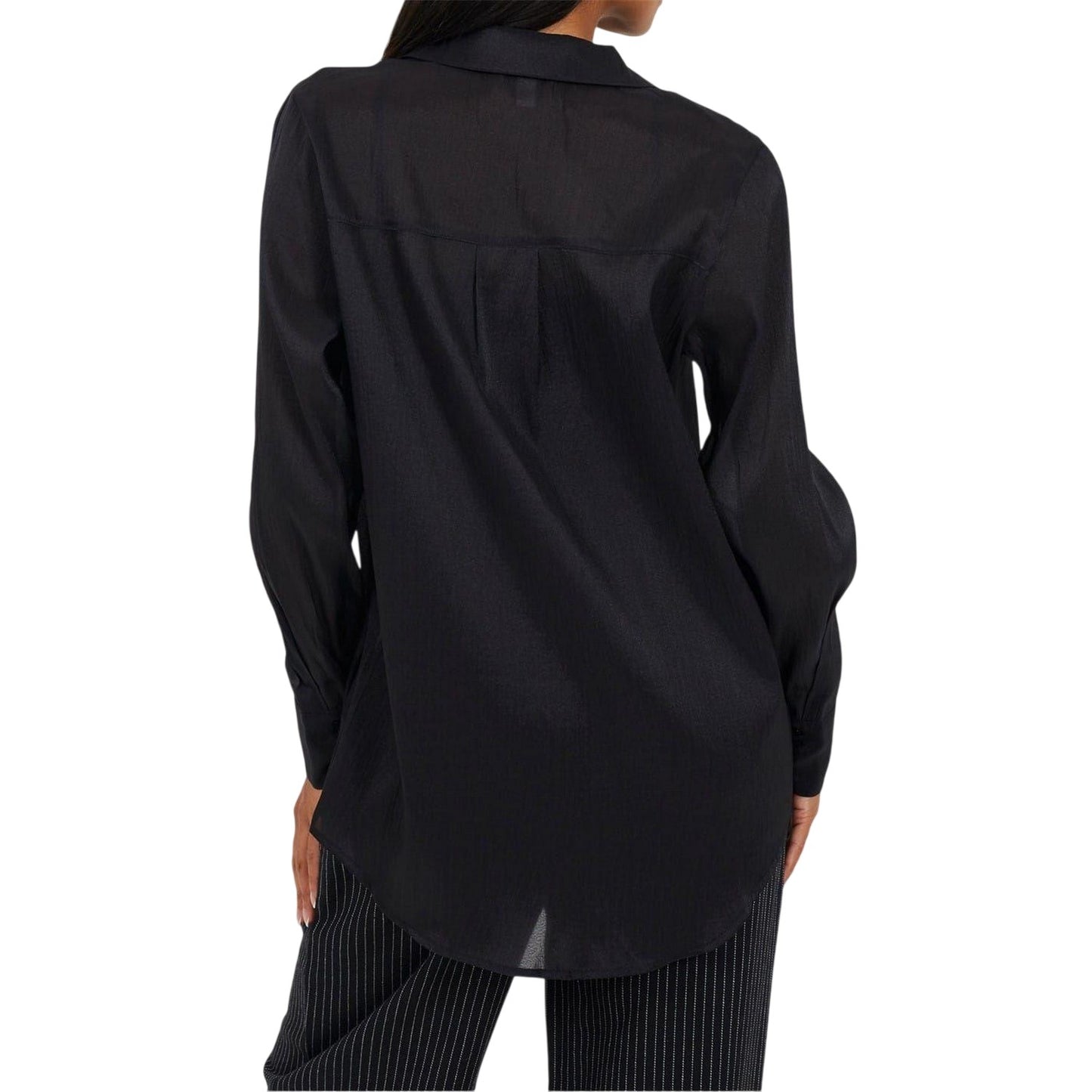 Black - Back - Brave Soul Womens-Ladies Collared Long-Sleeved Shirt