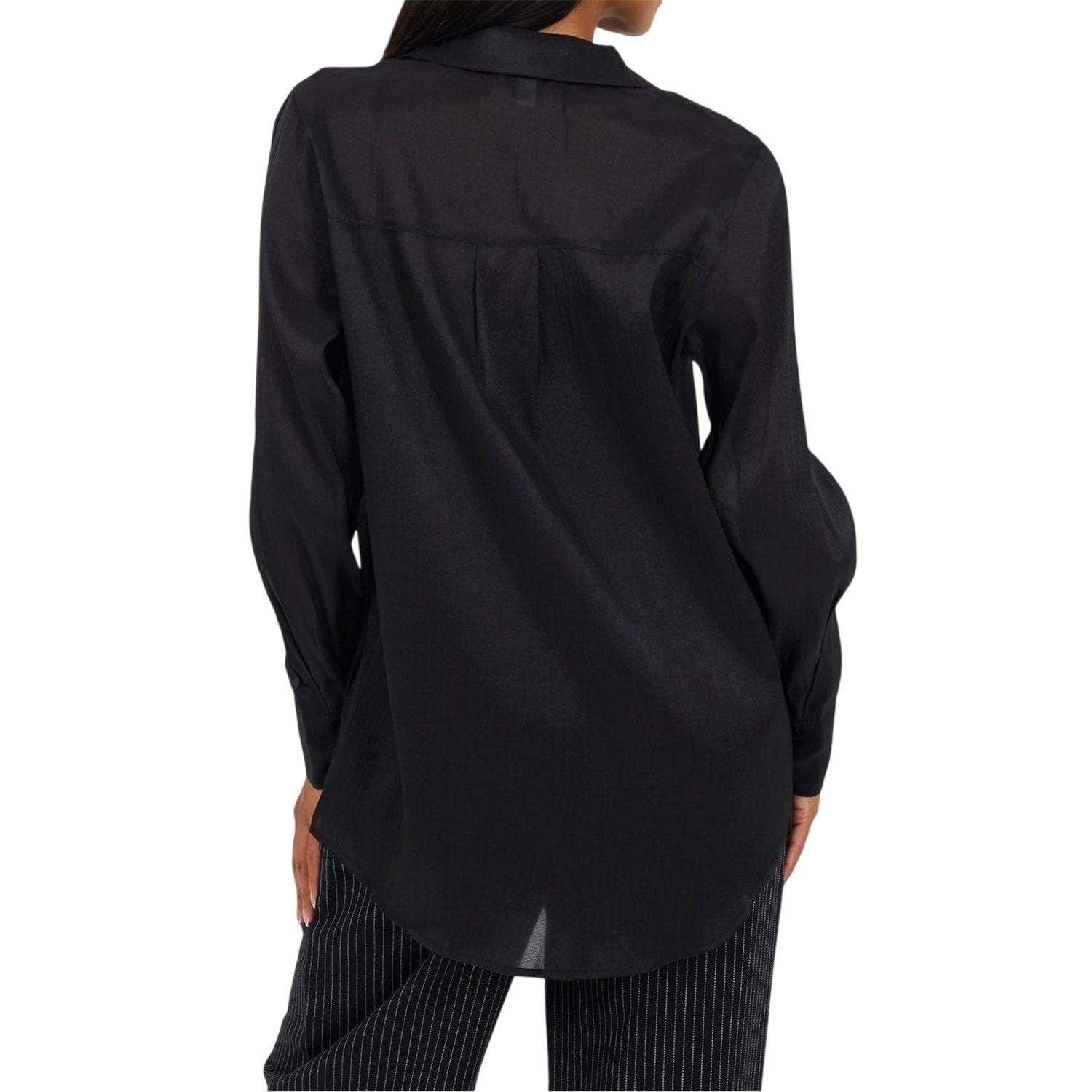 Black - Back - Brave Soul Womens-Ladies Collared Long-Sleeved Shirt