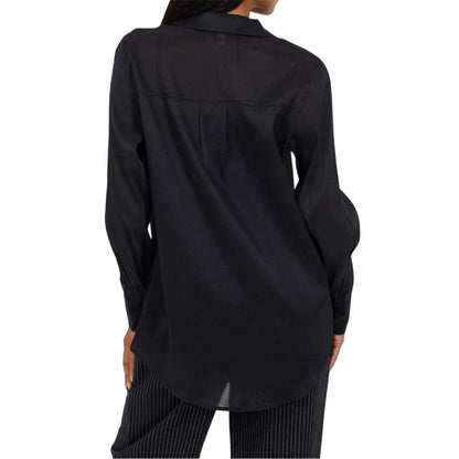 Black - Back - Brave Soul Womens-Ladies Collared Long-Sleeved Shirt