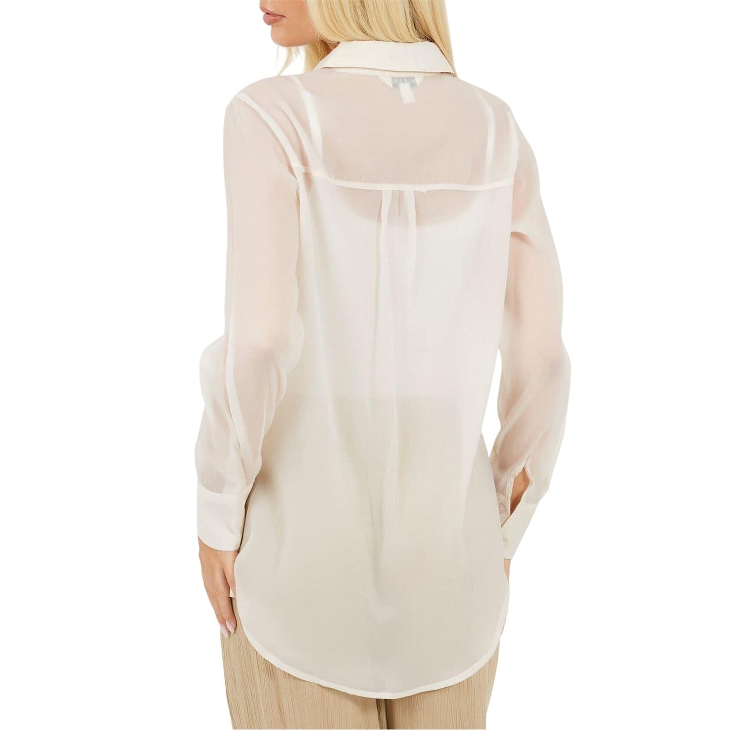 Cream - Back - Brave Soul Womens-Ladies Collared Long-Sleeved Shirt