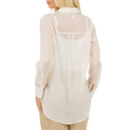 Cream - Back - Brave Soul Womens-Ladies Collared Long-Sleeved Shirt