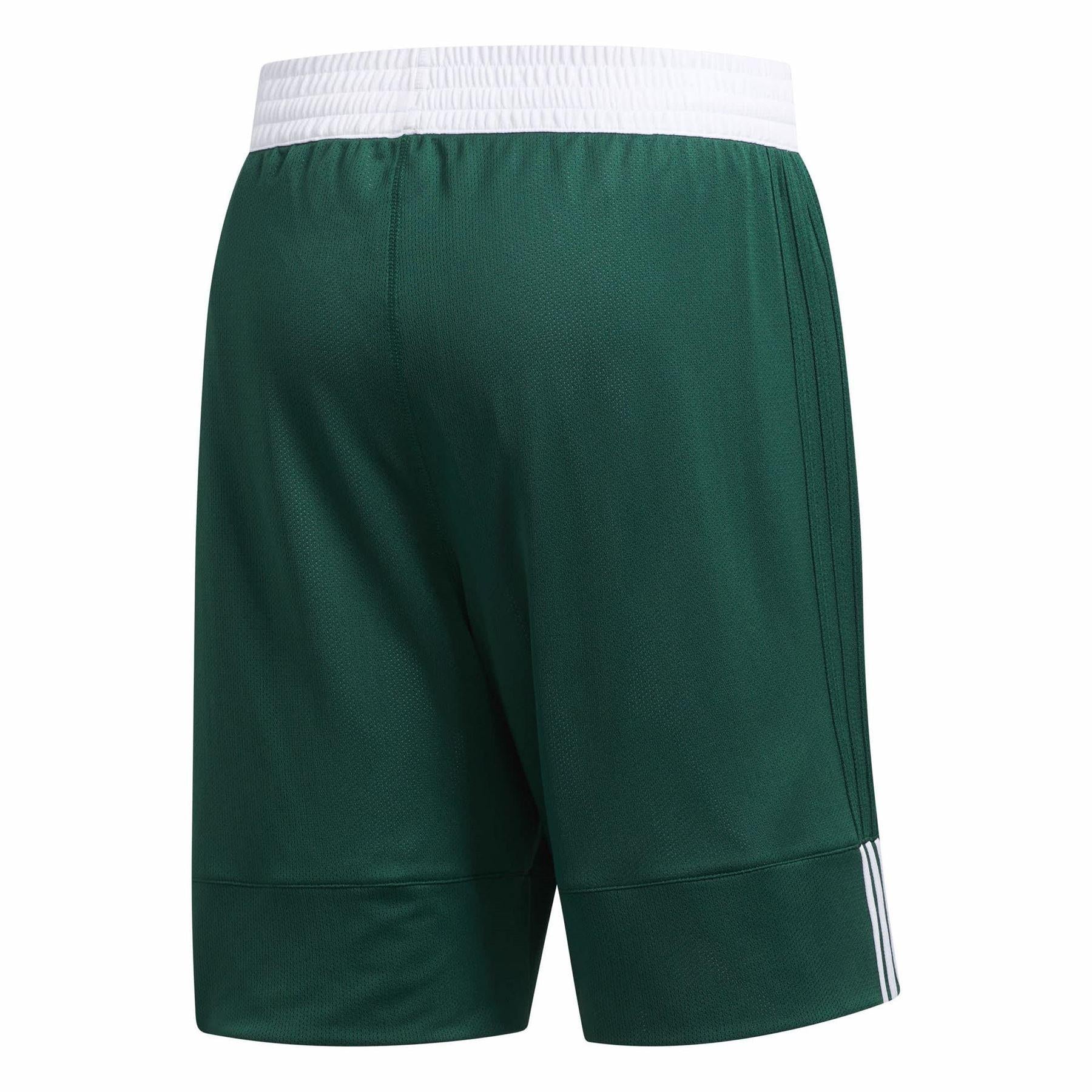 Dark Green-White - Back - Adidas Mens Logo Reversible Basketball Shorts
