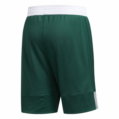 Dark Green-White - Back - Adidas Mens Logo Reversible Basketball Shorts