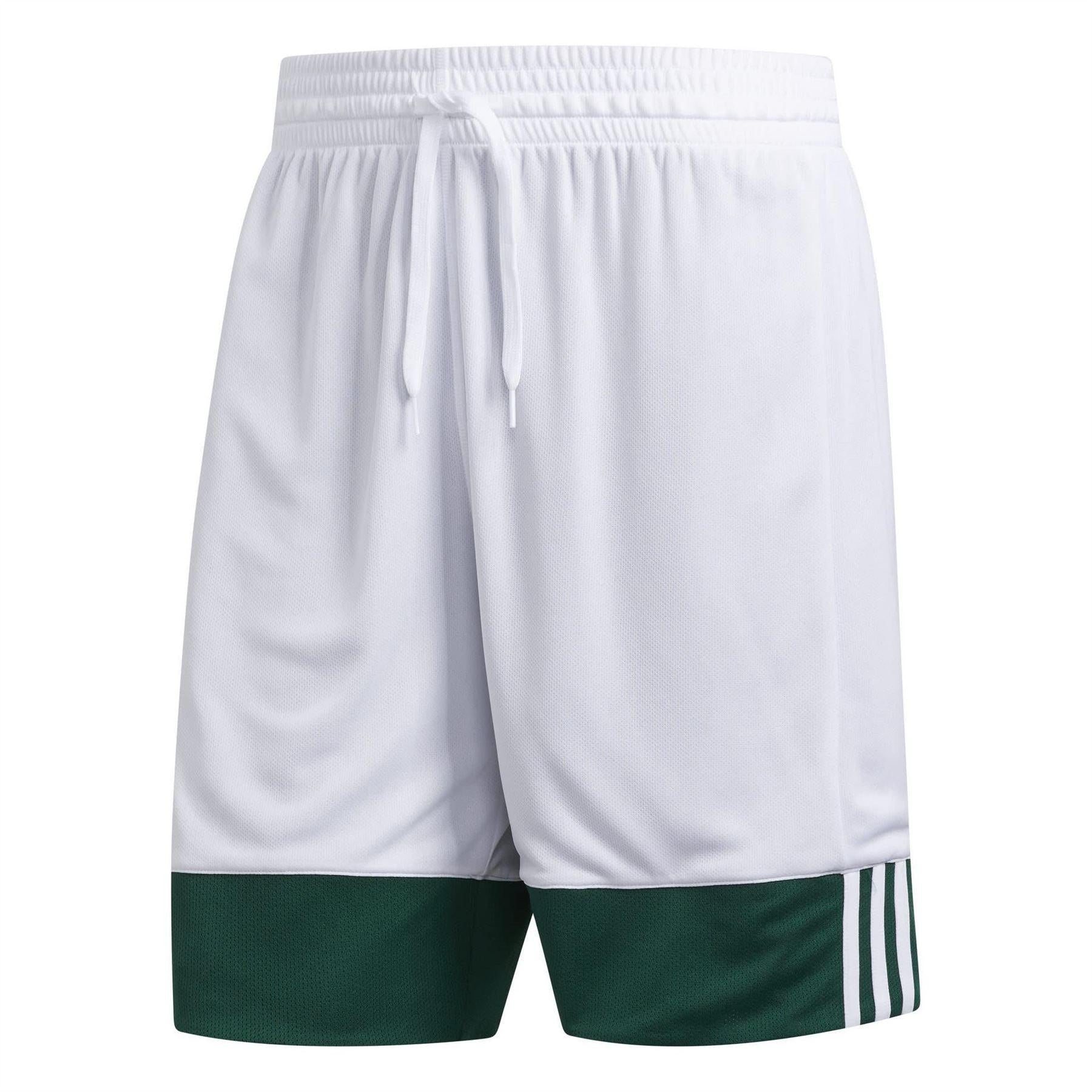 Dark Green-White - Side - Adidas Mens Logo Reversible Basketball Shorts