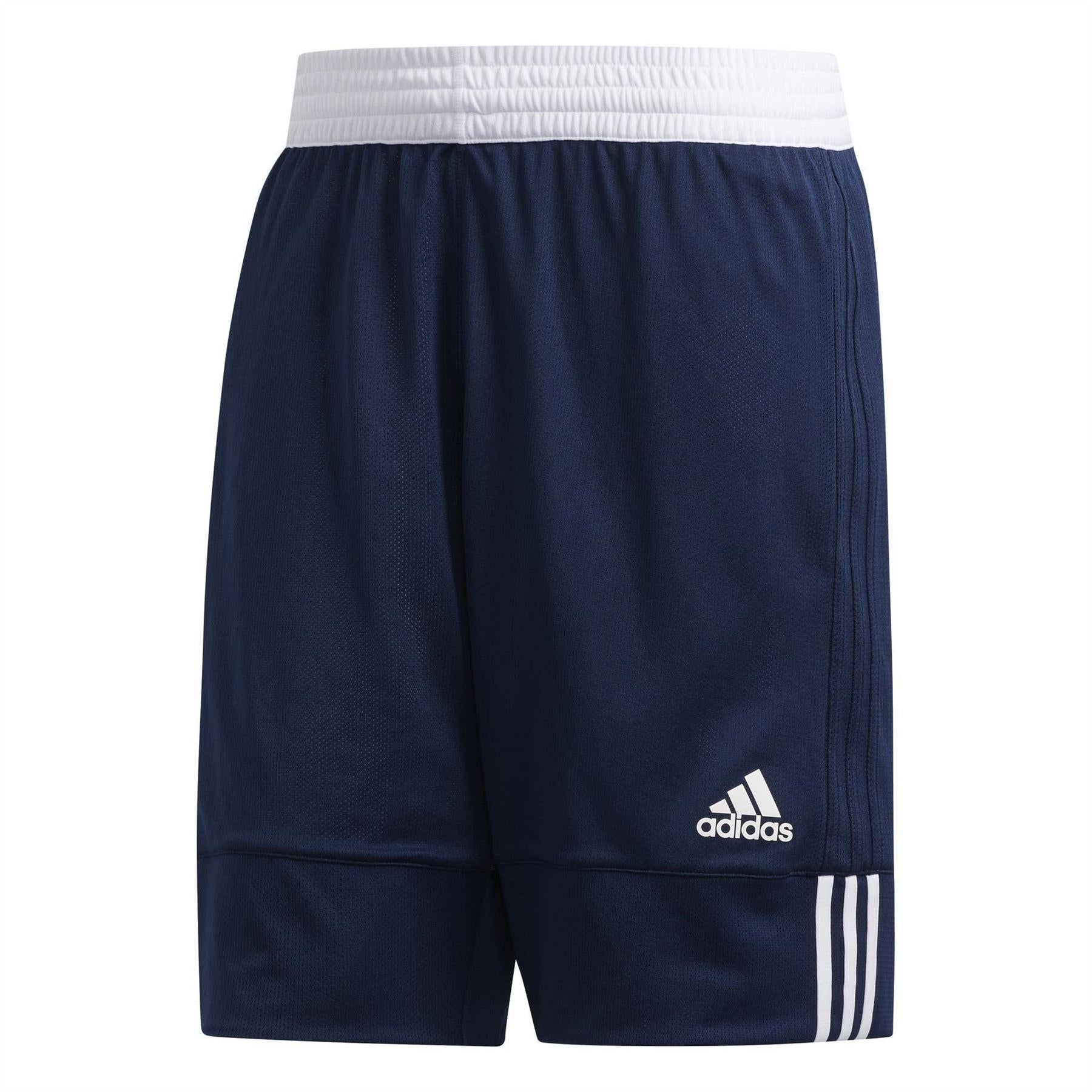 Navy-White - Front - Adidas Mens Logo Reversible Basketball Shorts