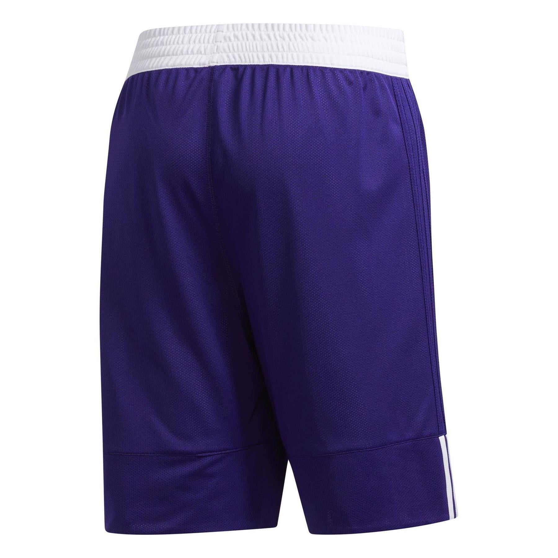 Purple-White - Back - Adidas Mens Logo Reversible Basketball Shorts