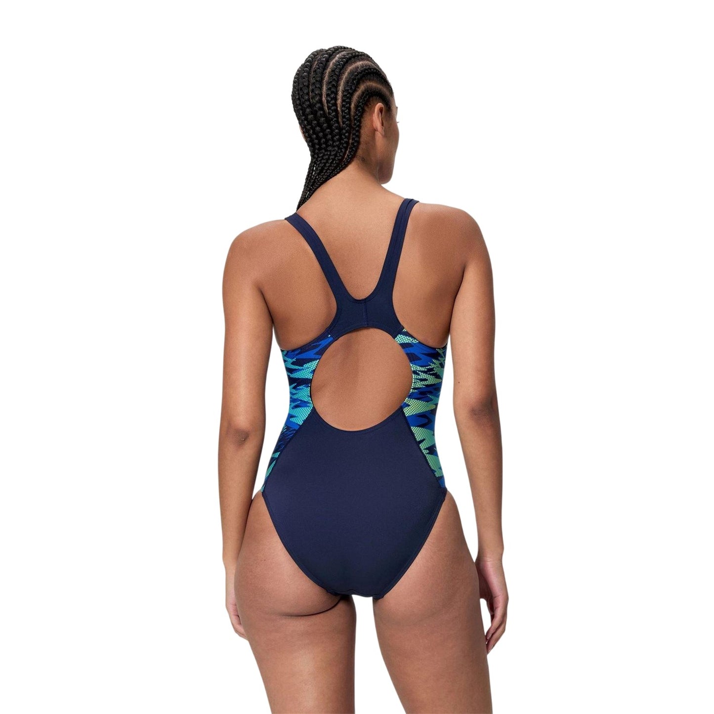 Peacoat-Deep Blue - Back - Speedo Womens-Ladies Hyperbloom Splice Muscleback One Piece Swimsuit