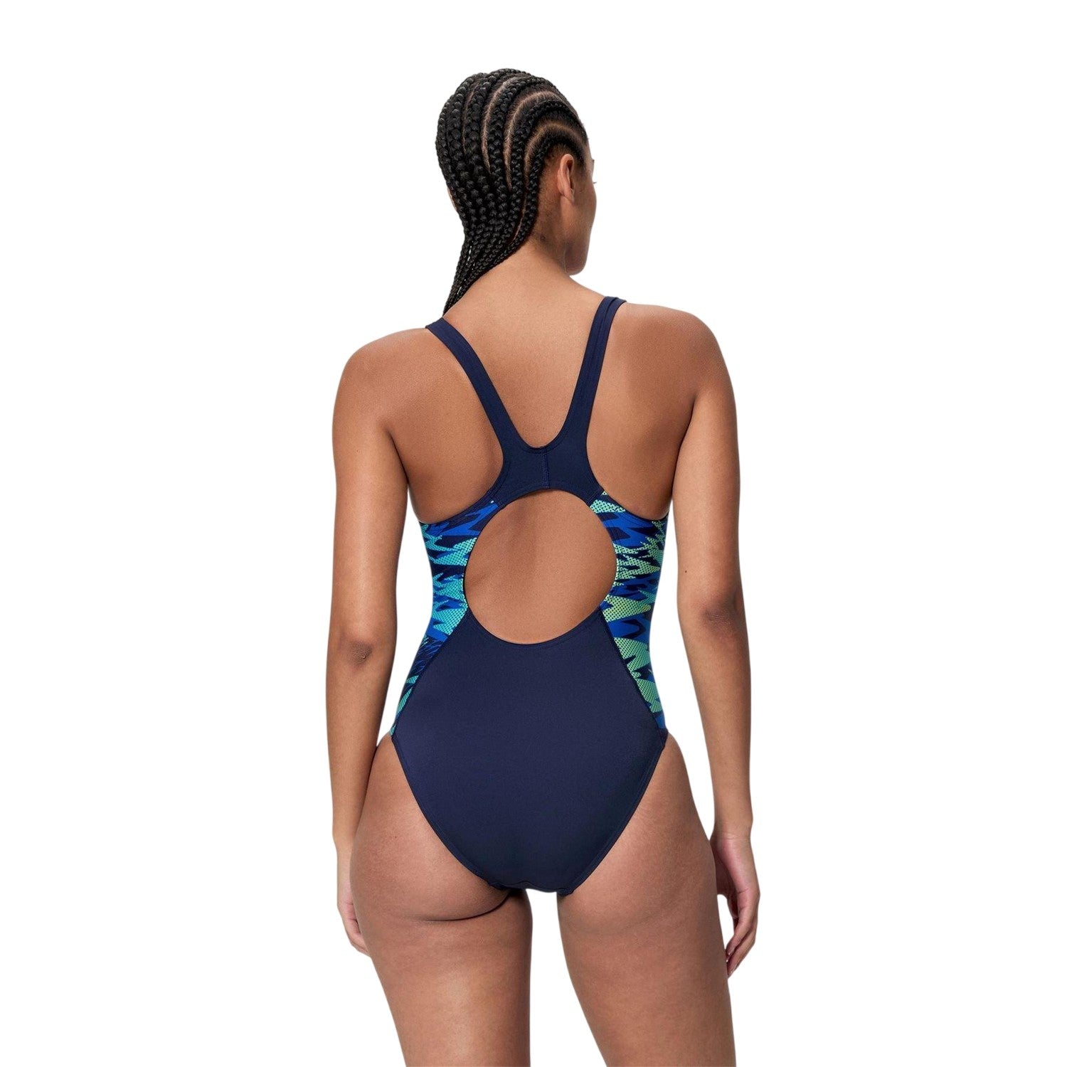 Peacoat-Deep Blue - Back - Speedo Womens-Ladies Hyperbloom Splice Muscleback One Piece Swimsuit