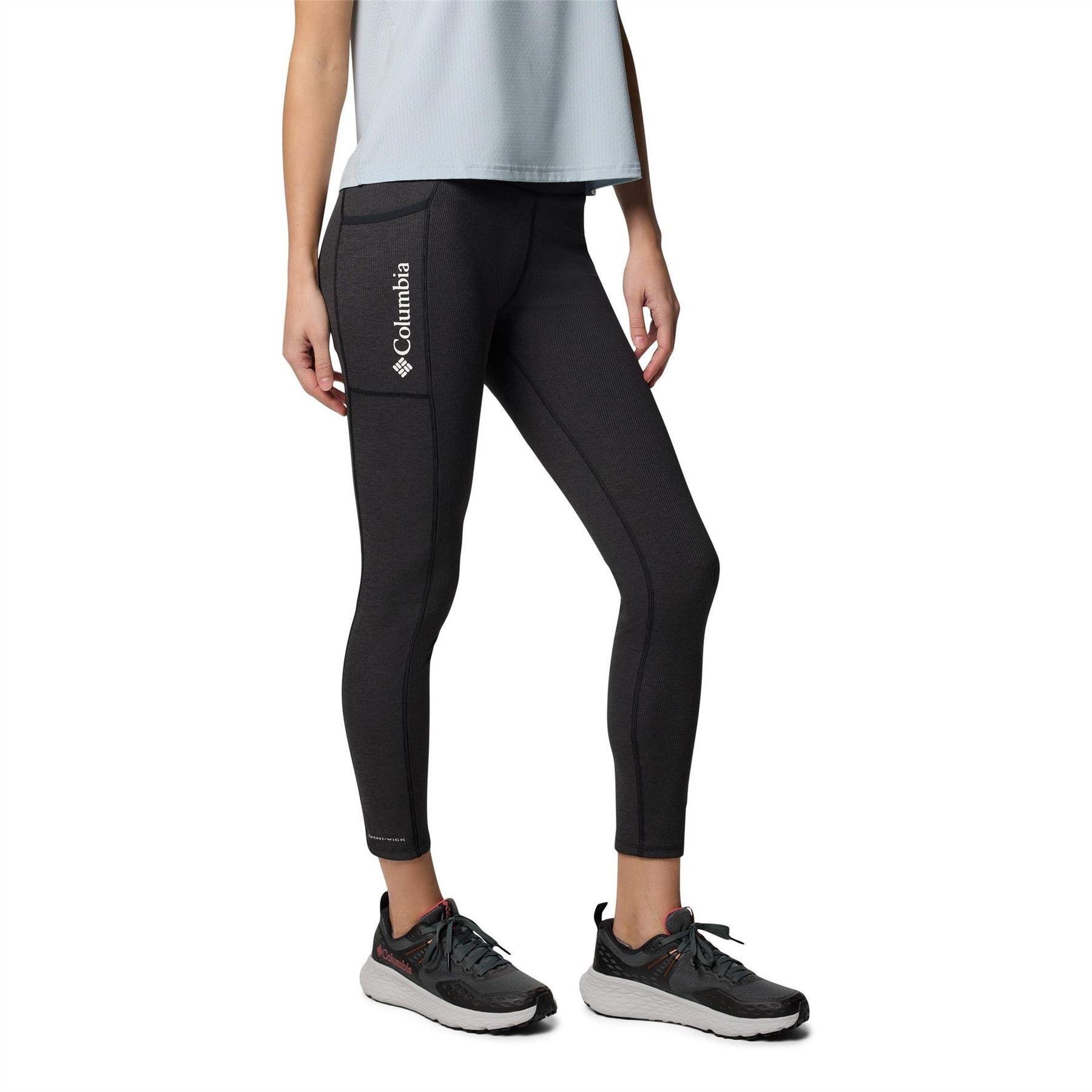 Black Heather - Pack Shot - Columbia Womens-Ladies Logo Fitted Leggings