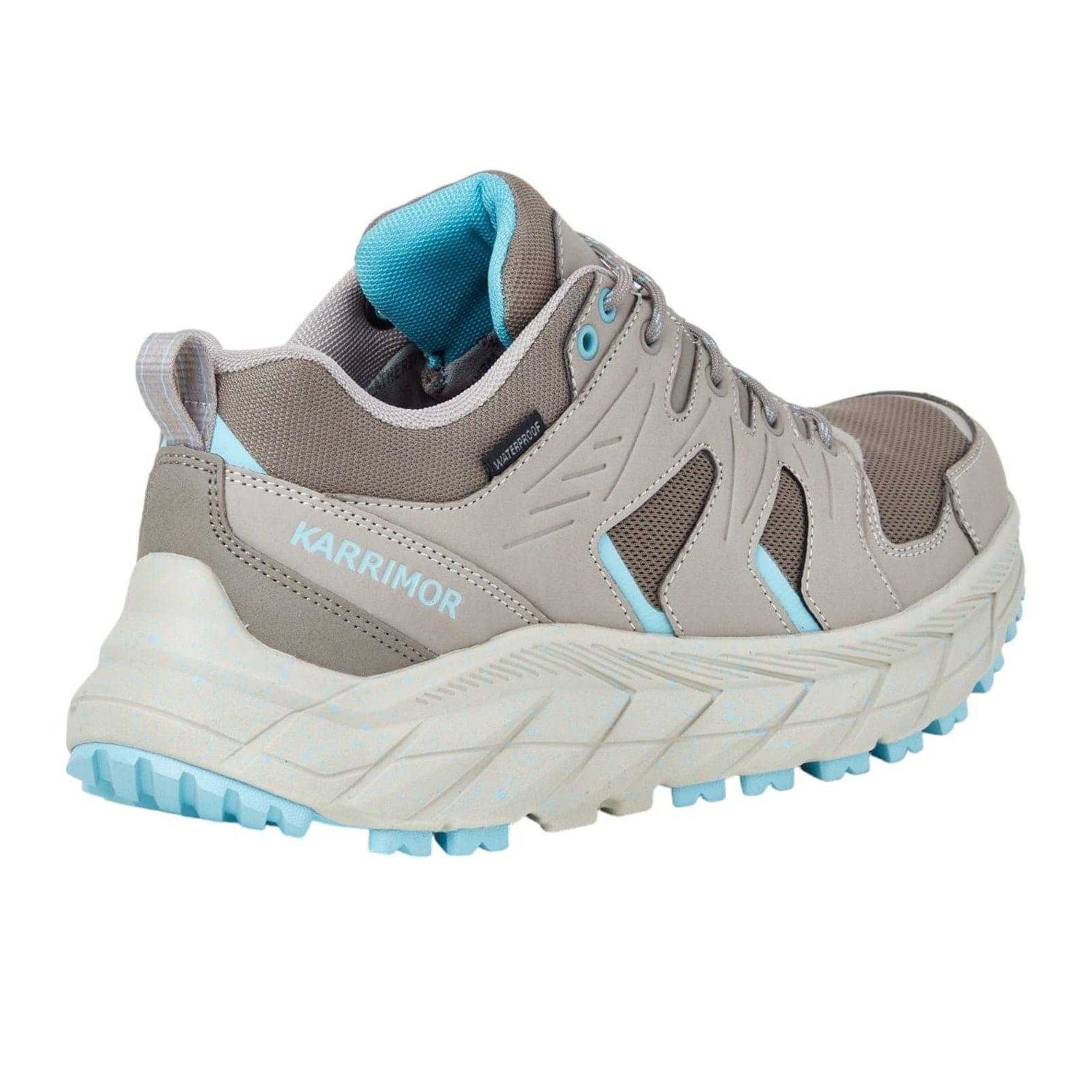Taupe Beige-Teal Green - Back - Karrimor Womens-Ladies Waterproof Hiking Shoes