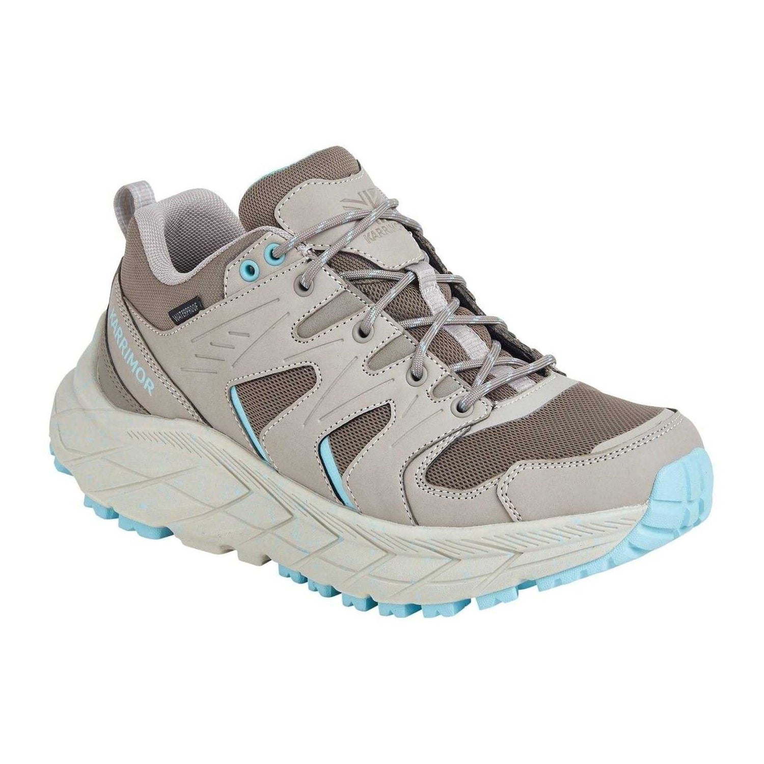 Taupe Beige-Teal Green - Front - Karrimor Womens-Ladies Waterproof Hiking Shoes