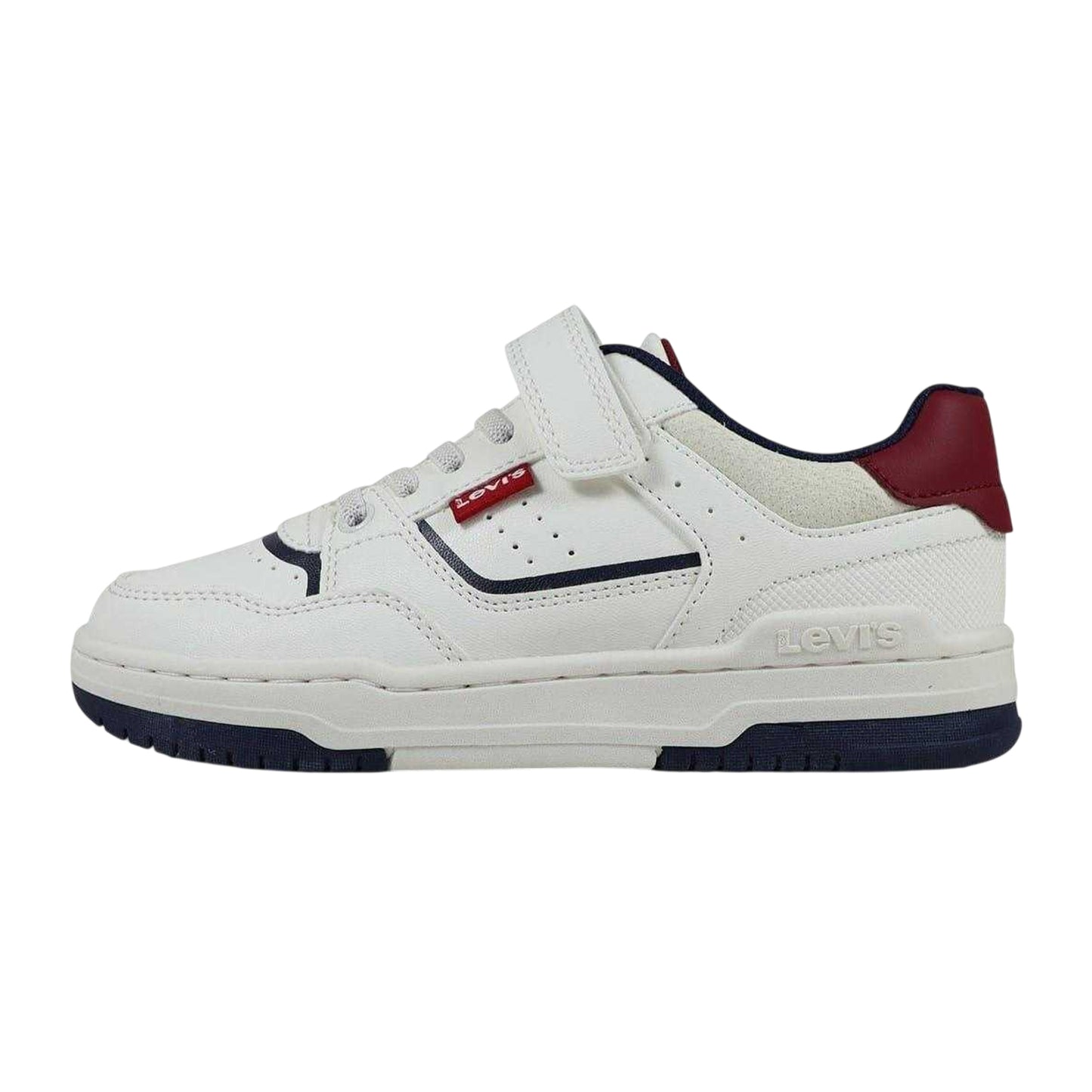 White-Navy - Side - Levis Childrens-Kids Trainers