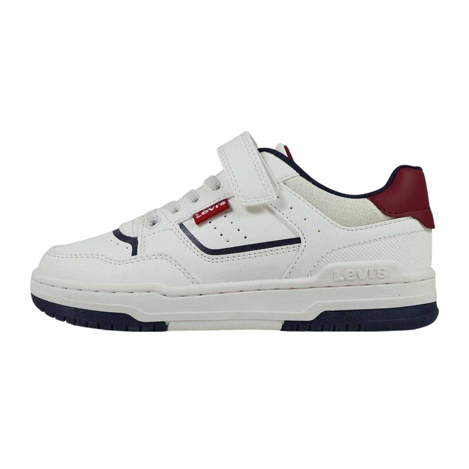 White-Navy - Side - Levis Childrens-Kids Trainers