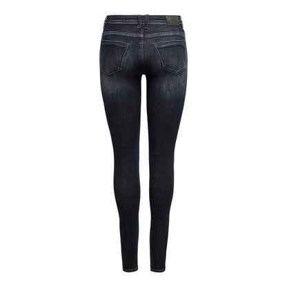 Black Denim - Back - Only Womens-Ladies 5 Pockets Skinny Jeans