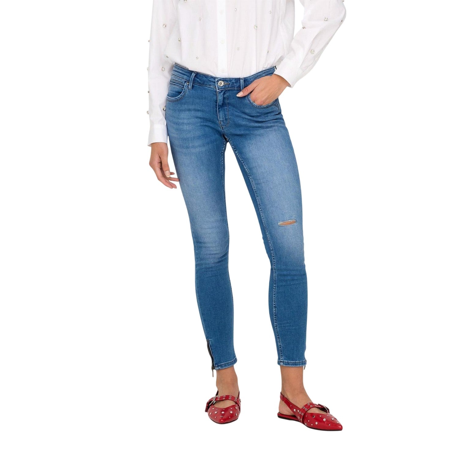 Blue Denim - Side - Only Womens-Ladies 5 Pockets Skinny Jeans
