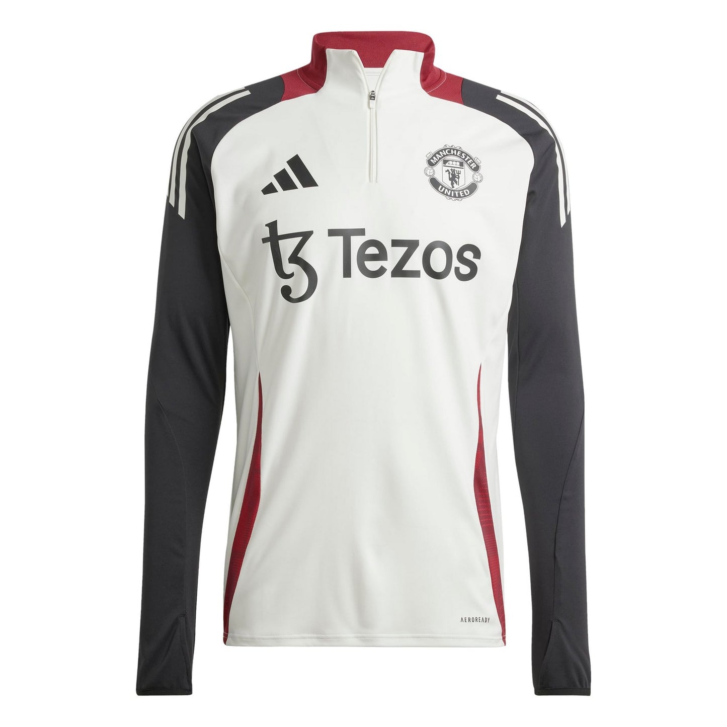 Off White-Black - Front - Adidas Womens-Ladies Trio 24 Manchester United FC Track Top