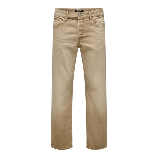 Beige - Front - Only Mens Denim 5 Pockets Relaxed Fit Jeans