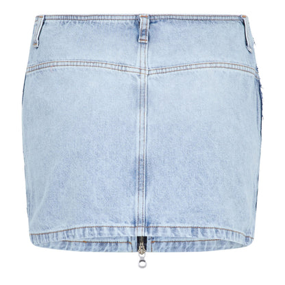 Blue Denim - Back - Diesel Womens-Ladies Ron S4 A-line Regular Mini Skirt