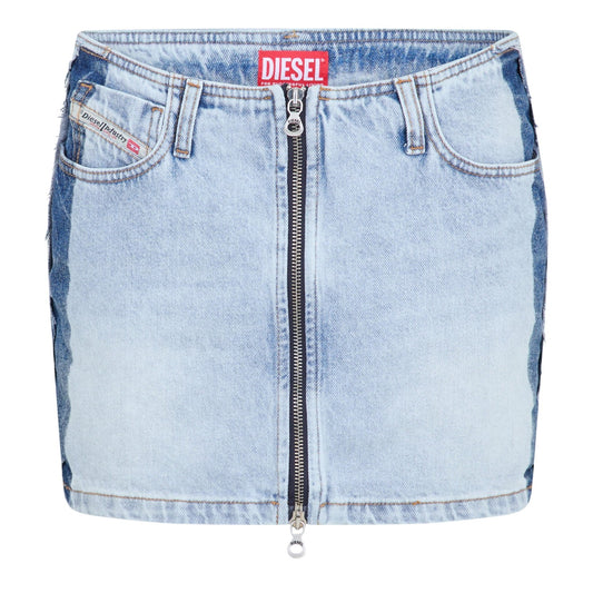 Blue Denim - Front - Diesel Womens-Ladies Ron S4 A-line Regular Mini Skirt