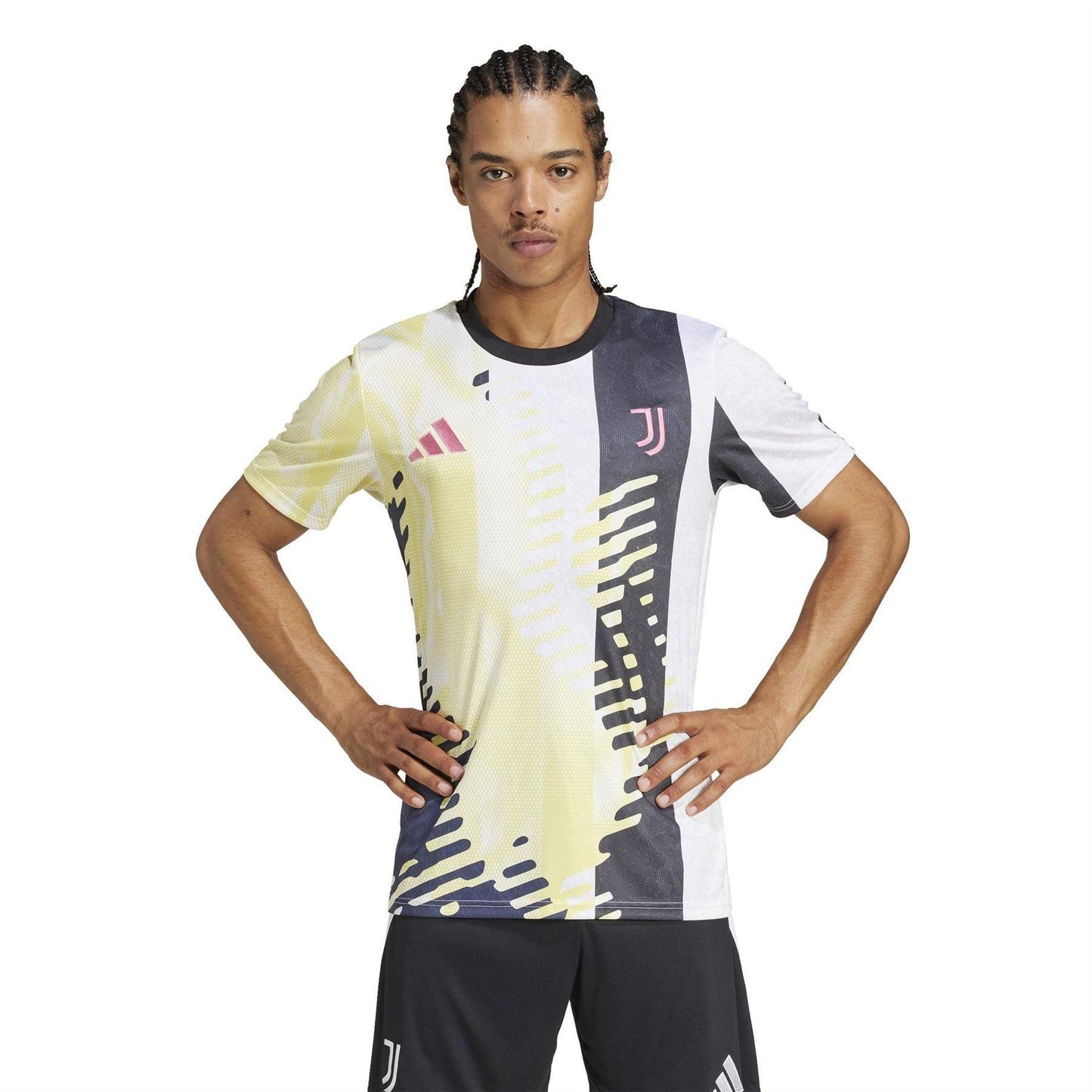 Yellow-Black - Side - Adidas Mens Juventus Abstract Training Football Shirt