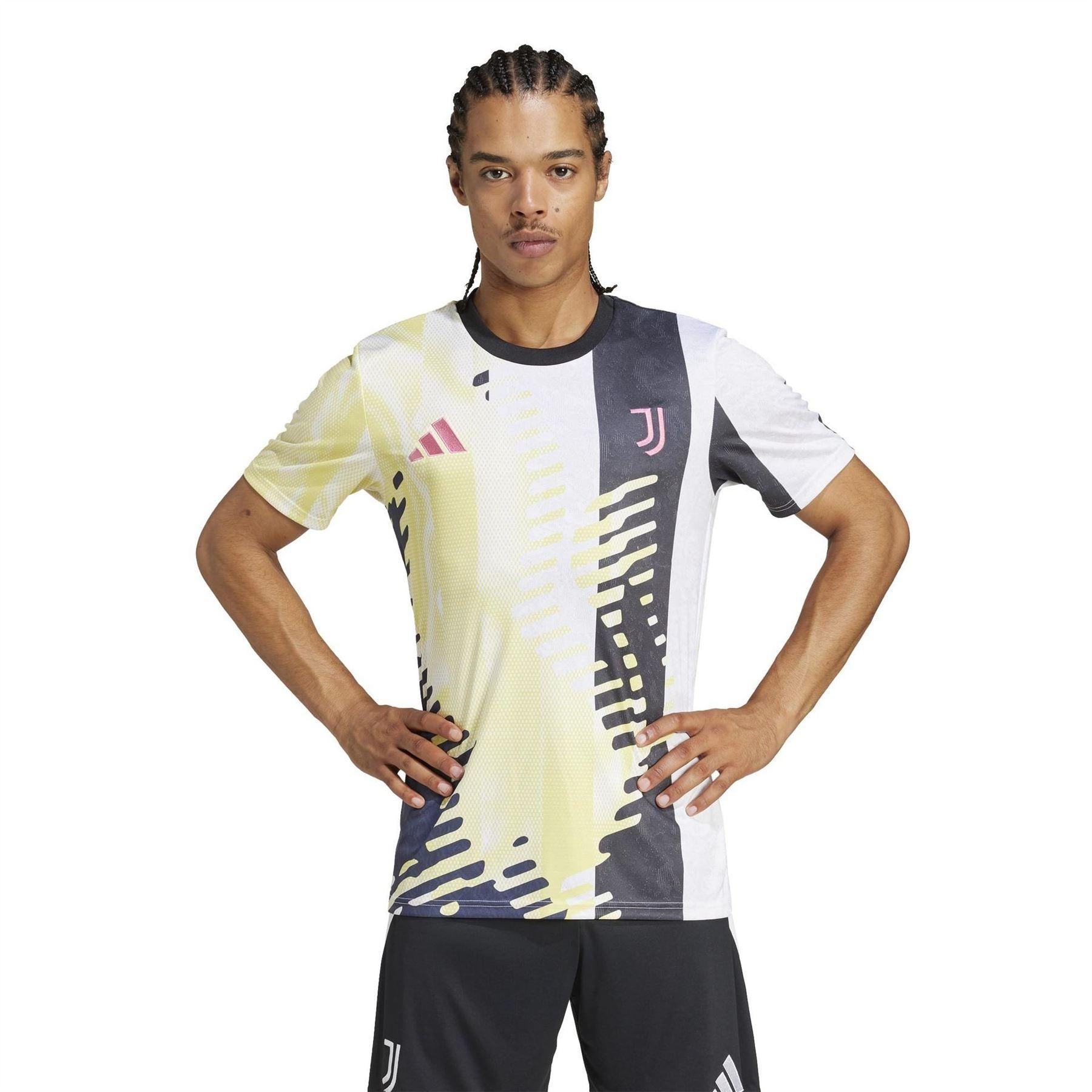 Yellow-Black - Side - Adidas Mens Juventus Abstract Training Football Shirt