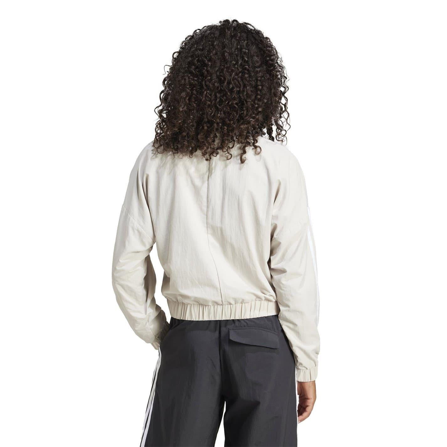 Beige - Back - Adidas Womens-Ladies Woven Lightweight Bomber Jacket