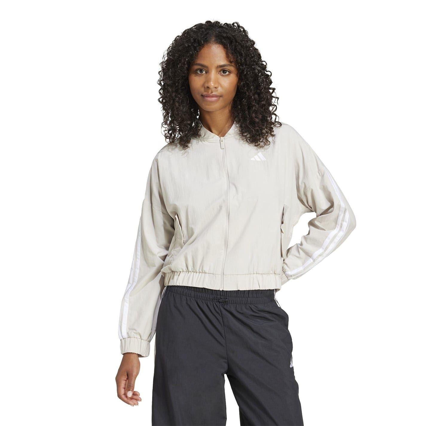 Beige - Lifestyle - Adidas Womens-Ladies Woven Lightweight Bomber Jacket