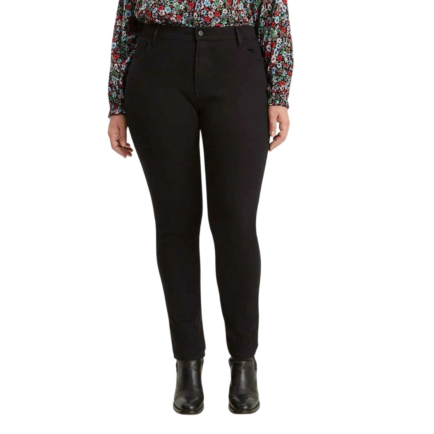 Black - Side - Levis Womens-Ladies 5 Pockets Skinny Jeans