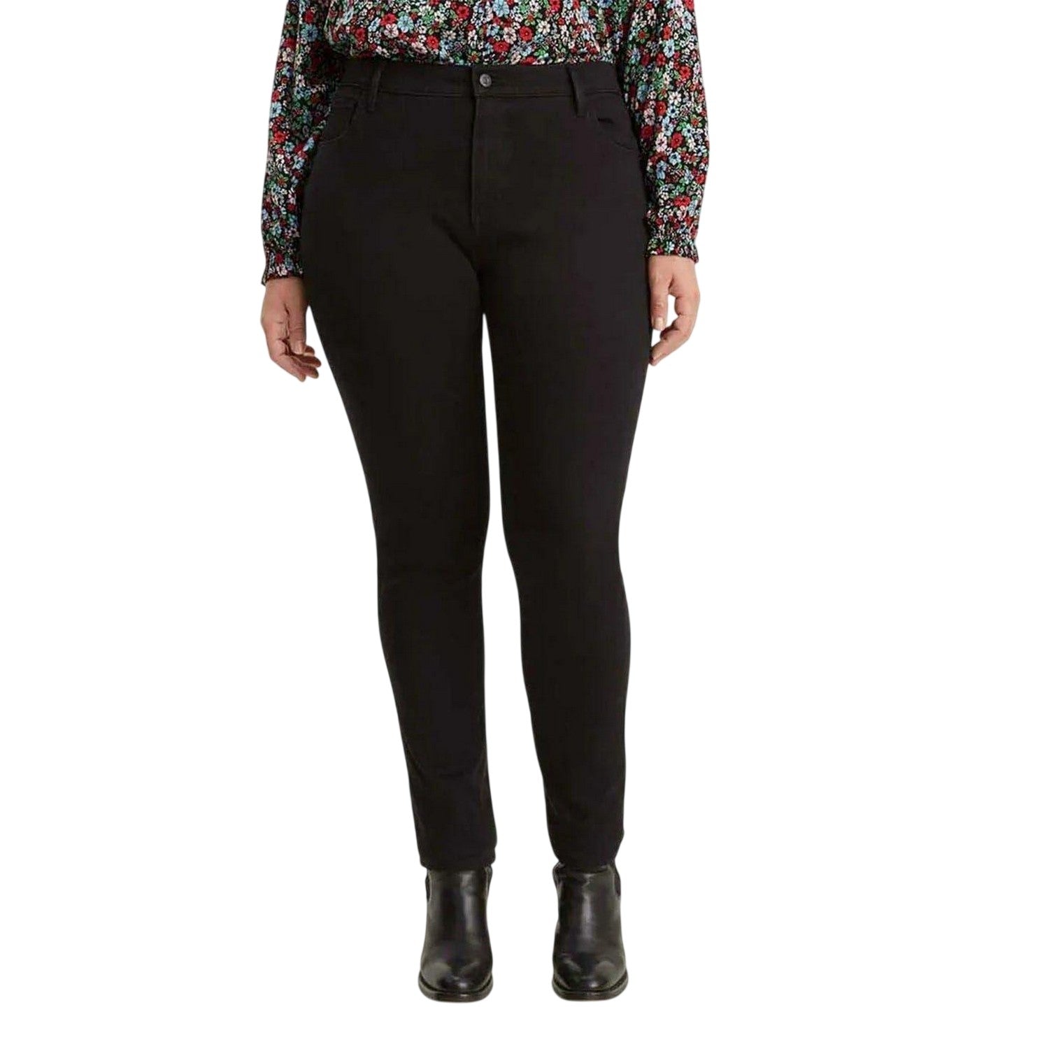 Black - Side - Levis Womens-Ladies 5 Pockets Skinny Jeans