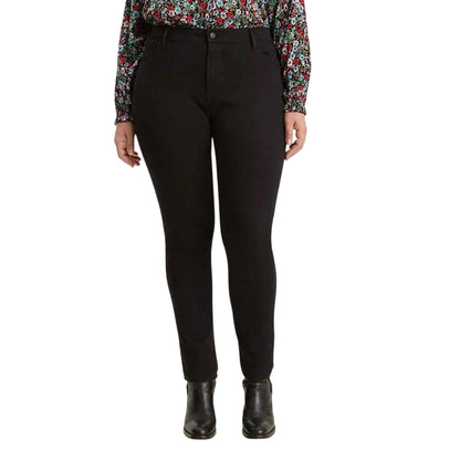 Black - Side - Levis Womens-Ladies 5 Pockets Skinny Jeans